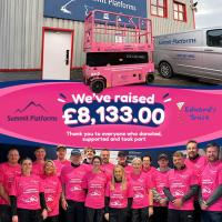 Summit Platforms raises £8,133 for Edward’s Trust, A specialist bereavement support for parents, children and young people